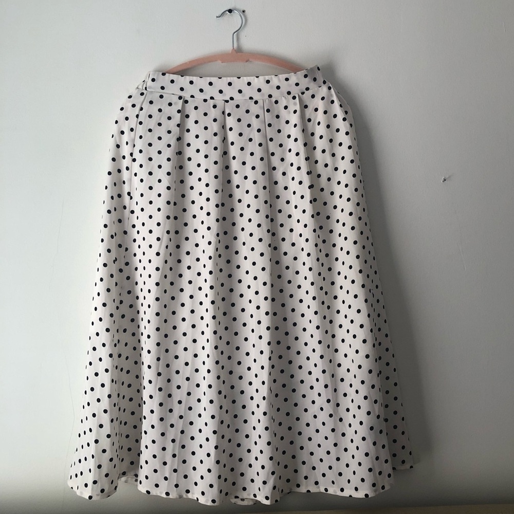 Dazy Polka Dot A-Line Skirt - Black and White